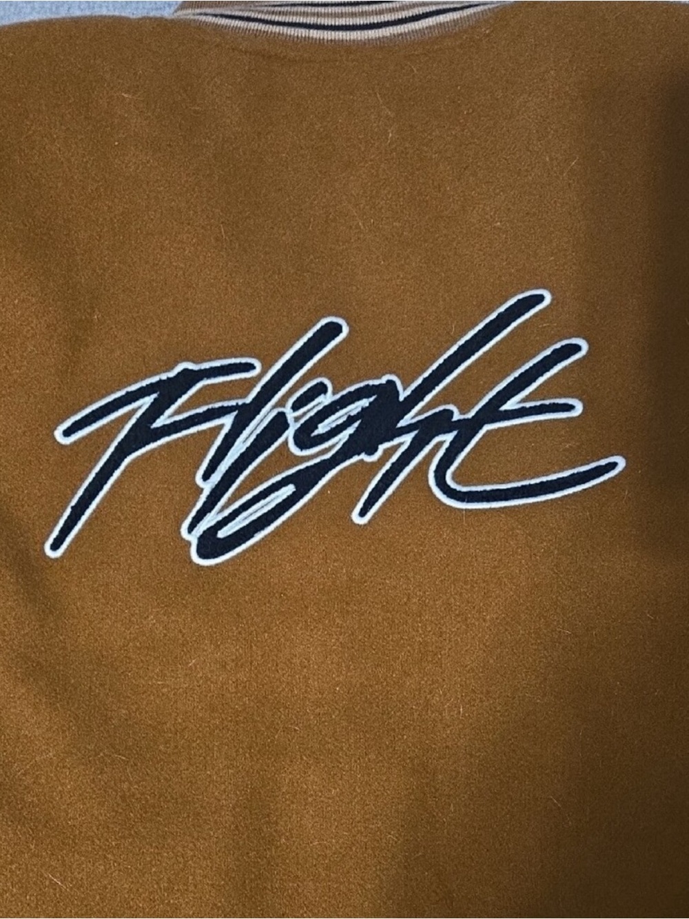 Boys Jordan Flight Varsity Bomber Brown Button Snap Jacket Sz. S 8-10yr excellen - Picture 4 of 6